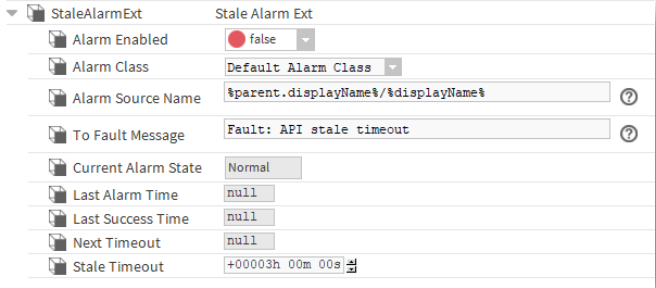 Stale Alarm Extension Property Sheet